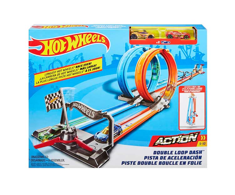 Hot Wheels Action dubbele looping speelset