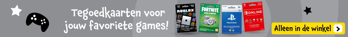 Roblox tegoedkaart, Fortnite tegoedkaart, Nintendo Switch Online tegoedkaarten PlayStation tegoedkaart