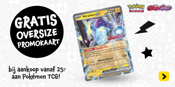 Gratis oversize promokaart bij aankoop vanaf 25 euro aan Pokémon TCG!