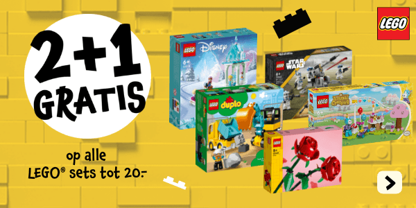 Profiteer van 2+1 gratis op alle LEGO® sets tot 20.-