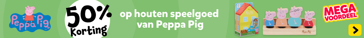 tot 50% korting op houten speelgoed van Peppa Pig