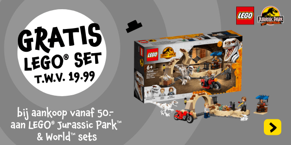 GRATIS LEGO set bij aankoop vanaf 50 euro aan LEGO Jurassic World sets