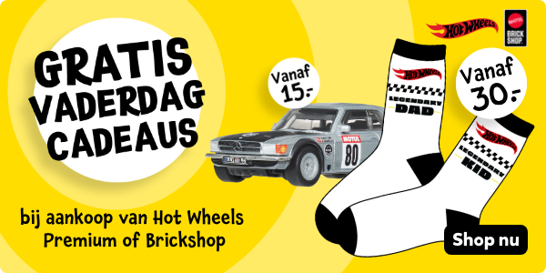 Shop nu gratis vaderdag cadeaus bij aankoop van Hot Wheels Premium of Brickshop