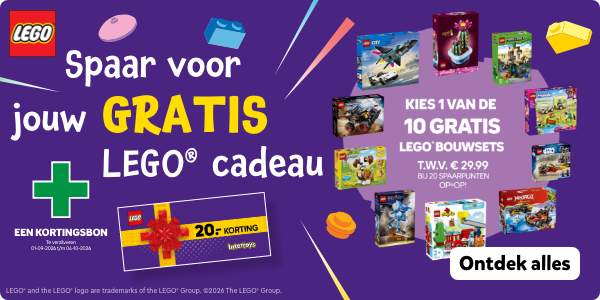 Spaar voor jouw gratis LEGO cadeau + een kortingsbon. Kies 1 van de 10 gratis LEGO bouwsets t.w.v. €29.99 bij 20 spaarpunten. Op=op! Ontdek alles