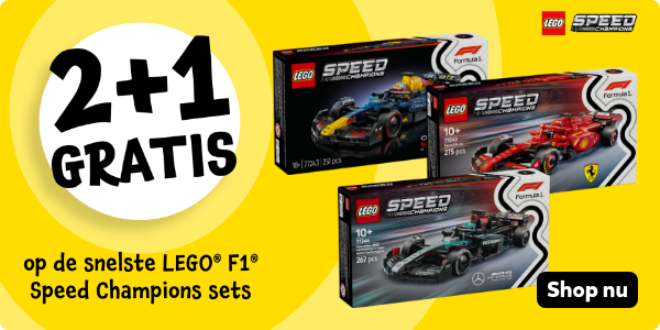 Shop nu 2+1 gratis op de snelste LEGO F1 Speed Champions sets