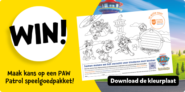 Download de PAW Patrol kleurplaat en maak kans op een PAW Patrol speelgoedpakket