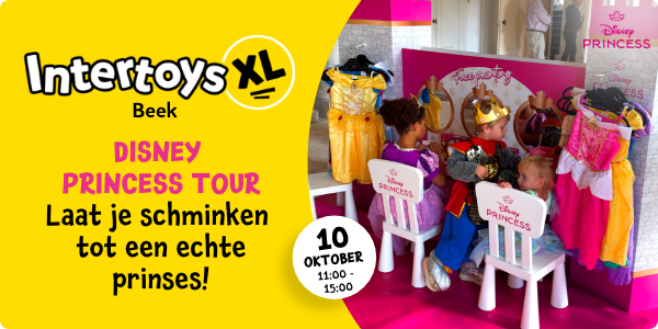 Disney Princess Tour bij Intertoys XL Beek: laat je schminken tot een echte prinses! 10 oktober van 11:00 tot 15:00
