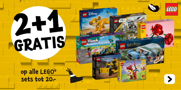 Profiteer van 2+1 gratis op LEGO sets tot 20.-