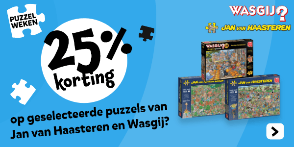 25% korting op geselecteerde puzzels van Jan van Haasteren en Wasgij?