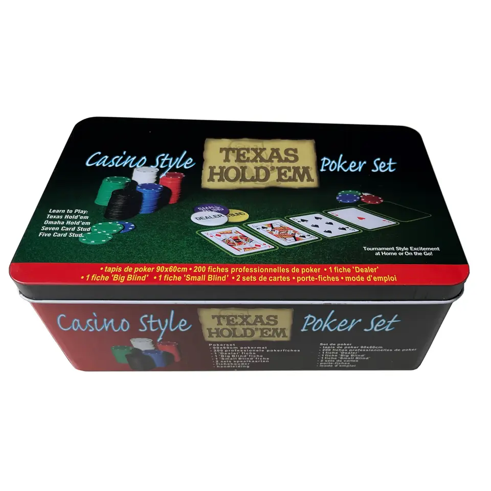 Poker chips in tin box set