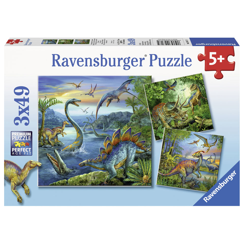 Ravensburger puzzelset dinosaurus - 3 x 49 stukjes
