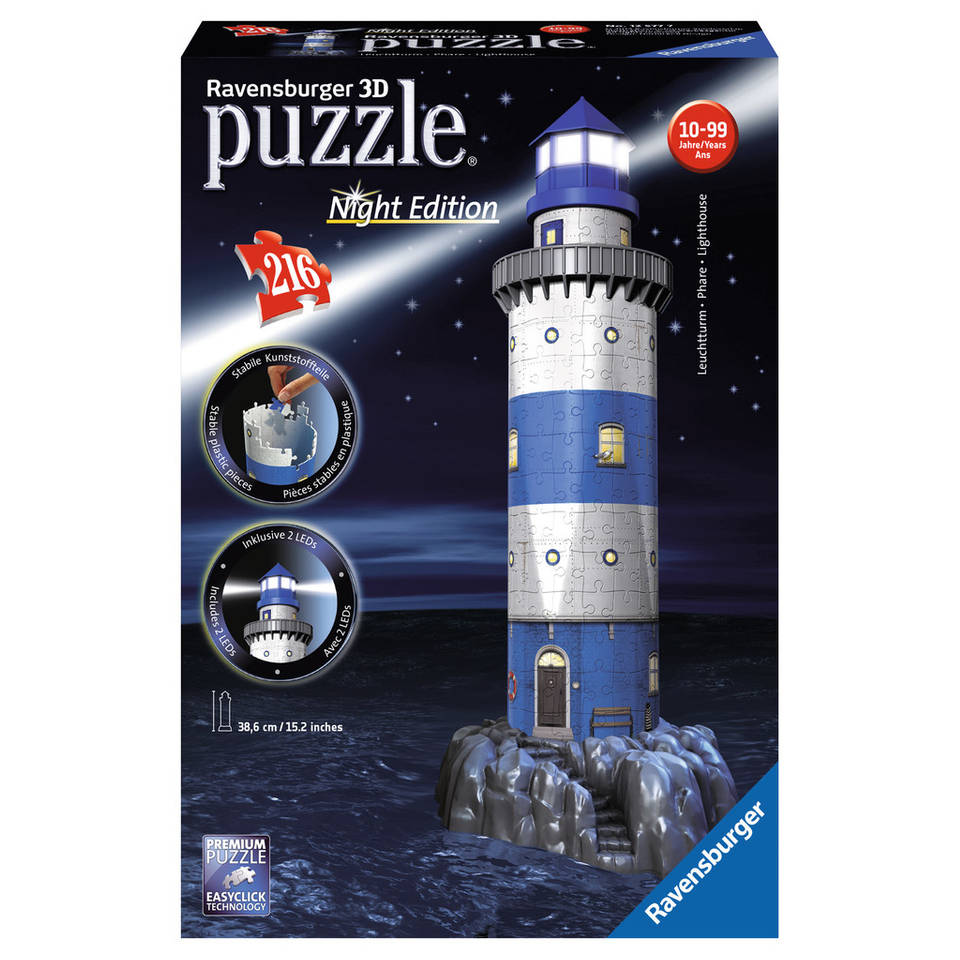 Ravensburger 3D-puzzel vuurtoren Night Edition - 216 stukjes