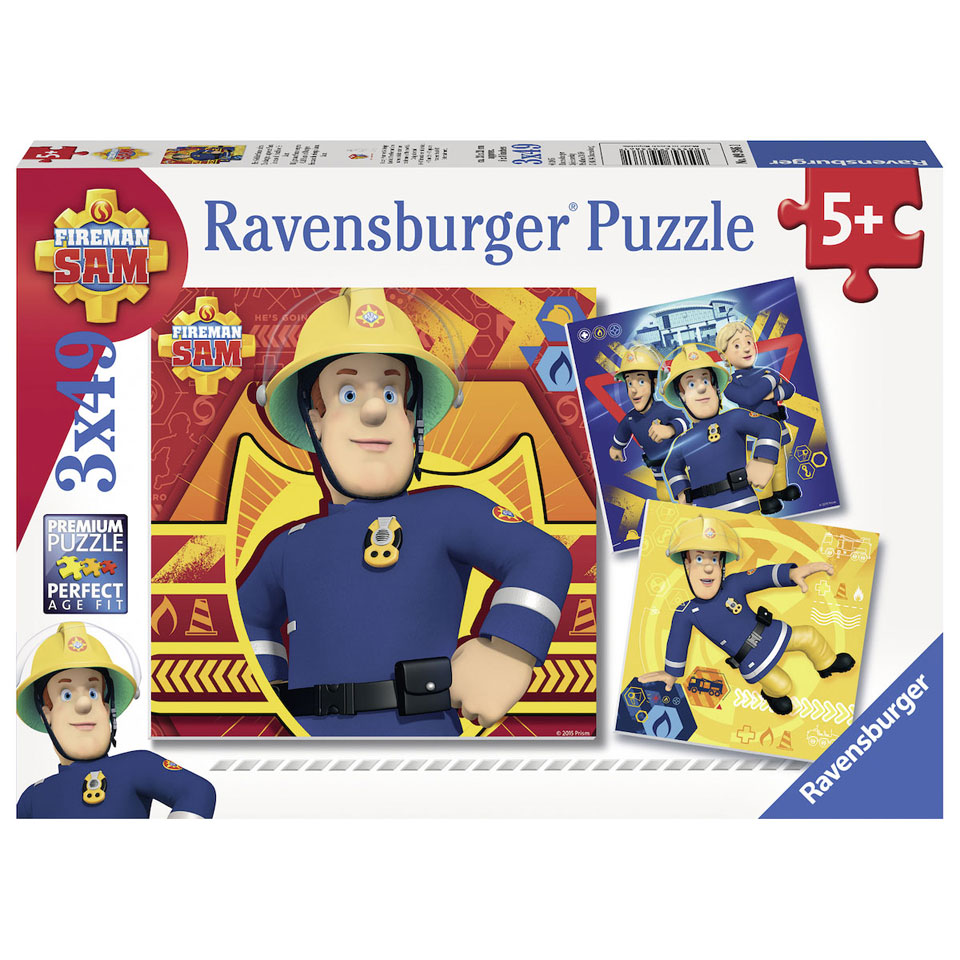 Ravensburger Brandweerman Sam puzzelset Bij gevaar Sam roepen - 3 x 49 stukjes