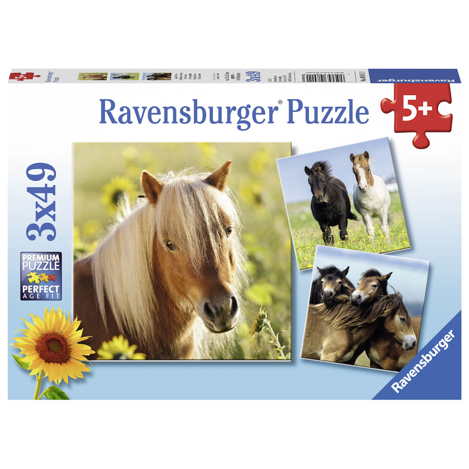 Ravensburger puzzelsset schattige pony's - 3 x 49 stukjes