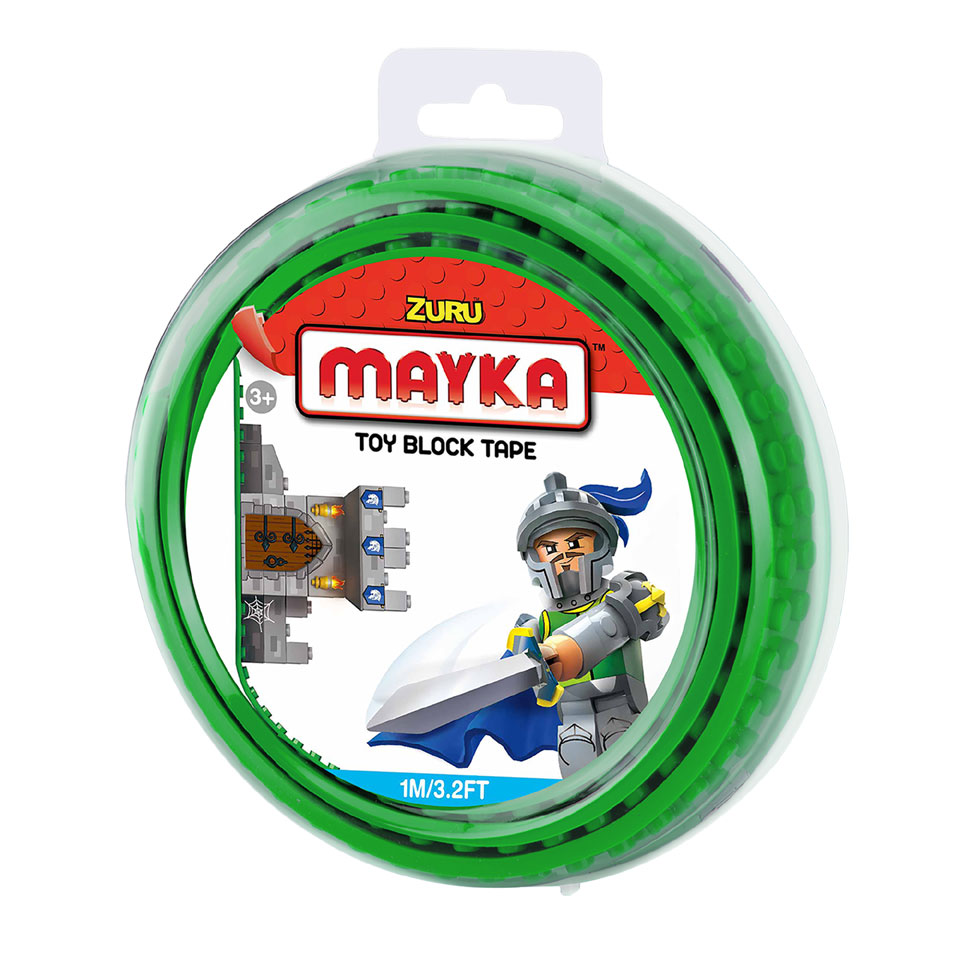 Mayka speelgoed blok tape 2 noppen - 1 meter - groen