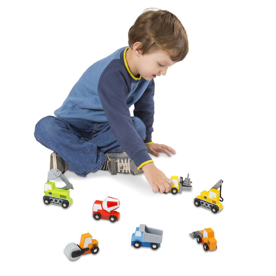 Melissa & Doug houten bouwvoertuigen set van 8 voertuigen Melissa & Doug houten bouwvoertuigen set van 8 voertuigen