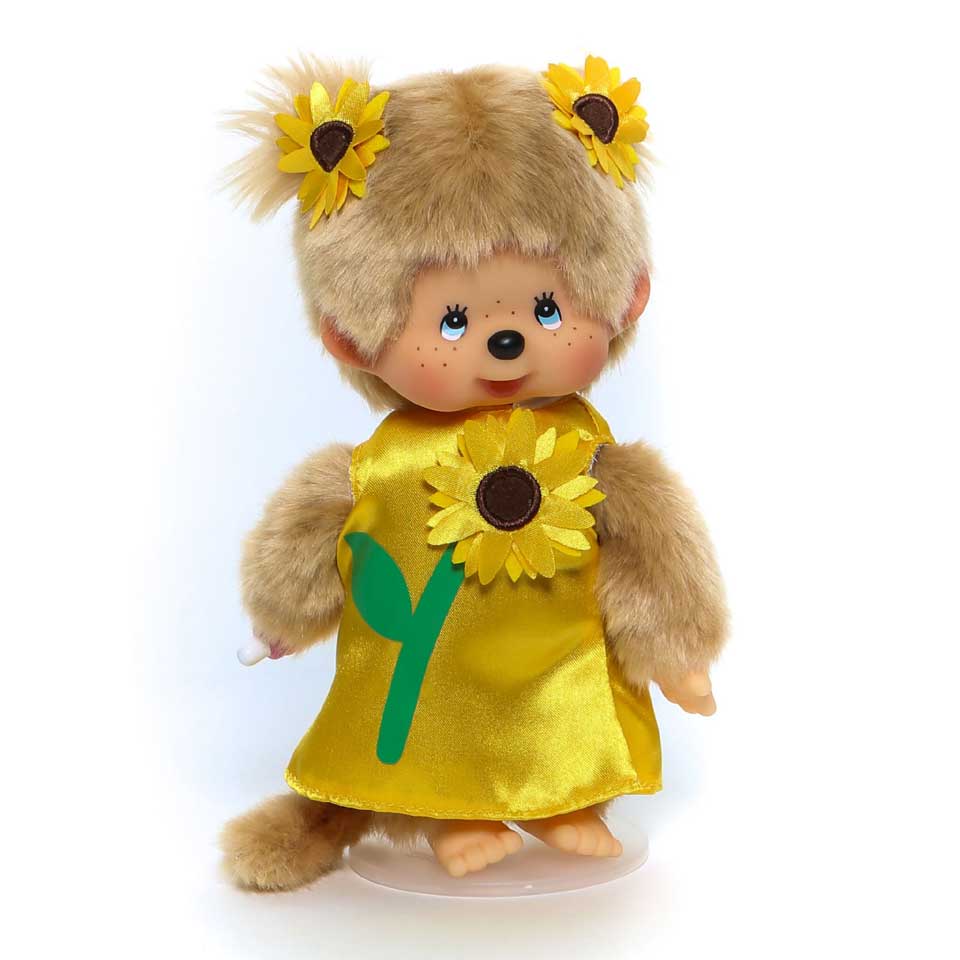 Monchhichi pop meisje zonnebloem 20 cm Monchichi poppetjes folder aanbieding bij Intertoys details