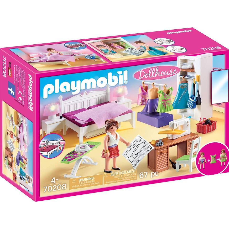 PLAYMOBIL Dollhouse slaapkamer met mode ontwerphoek 70208