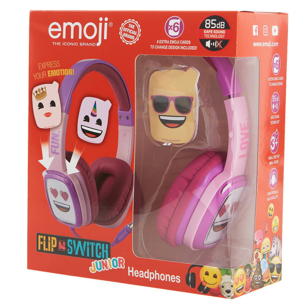 gezagvoerder Wonderbaarlijk grond Emoji Flip & Switch Junior koptelefoon - roze