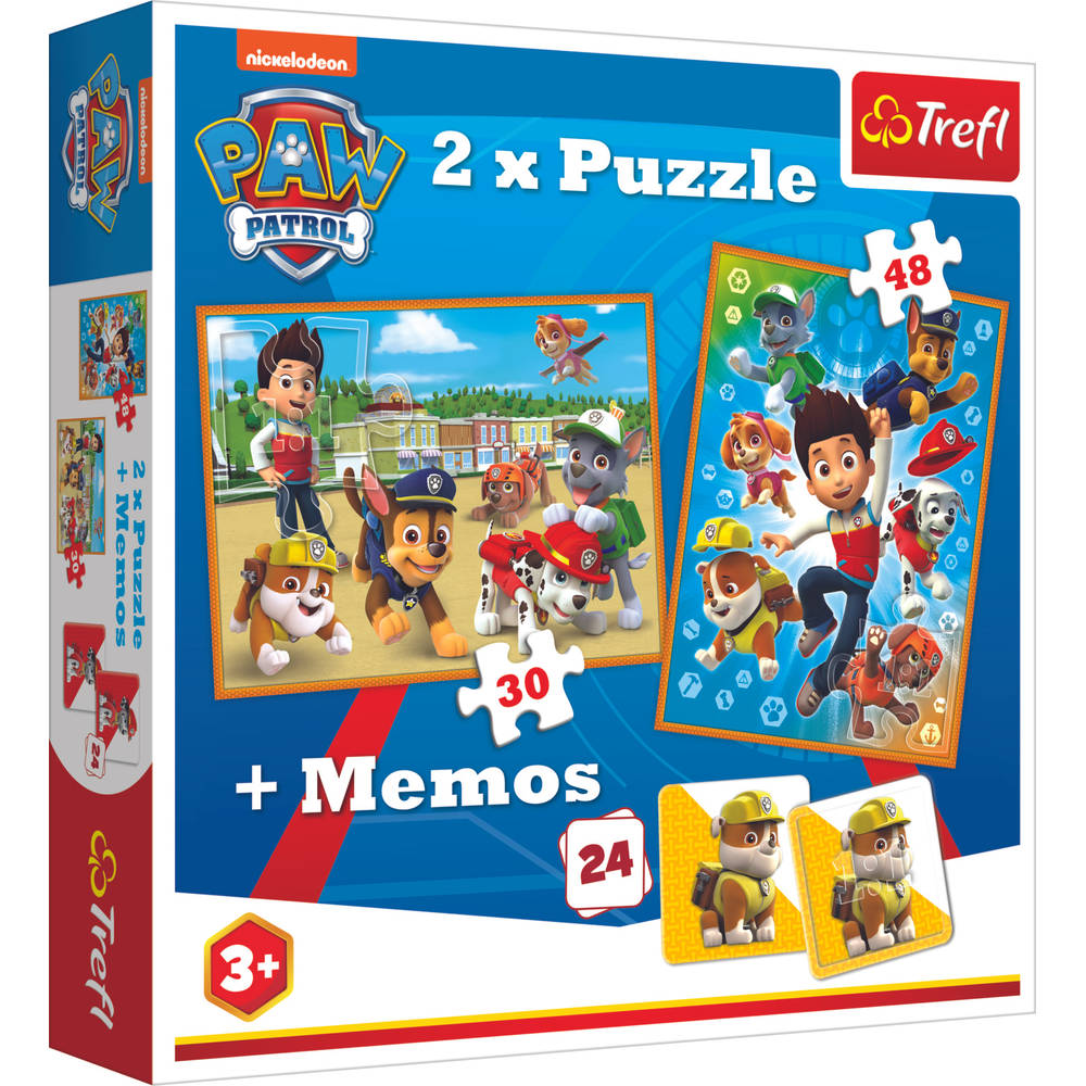 Trefl PAW Patrol 3-in-1 set puzzels + memo - 30 + 48 stukjes