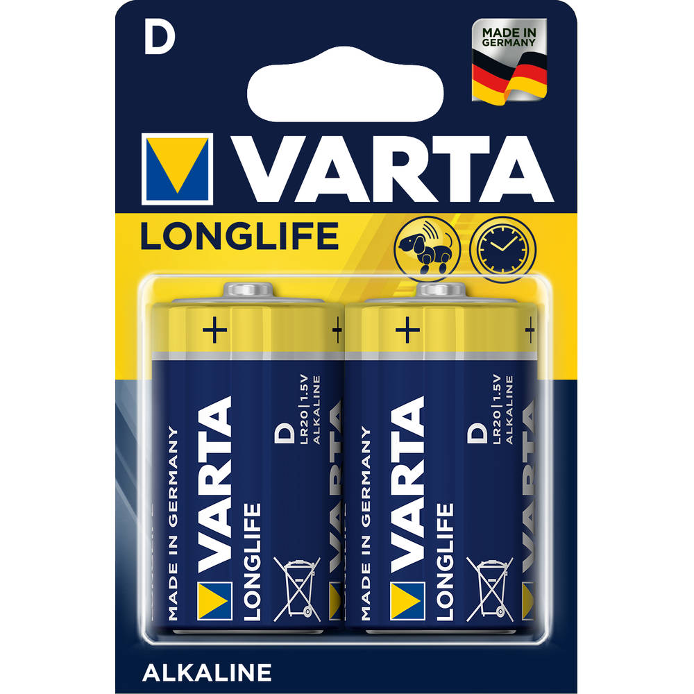Varta Longlife Alkaline D-batterijen 2-delig