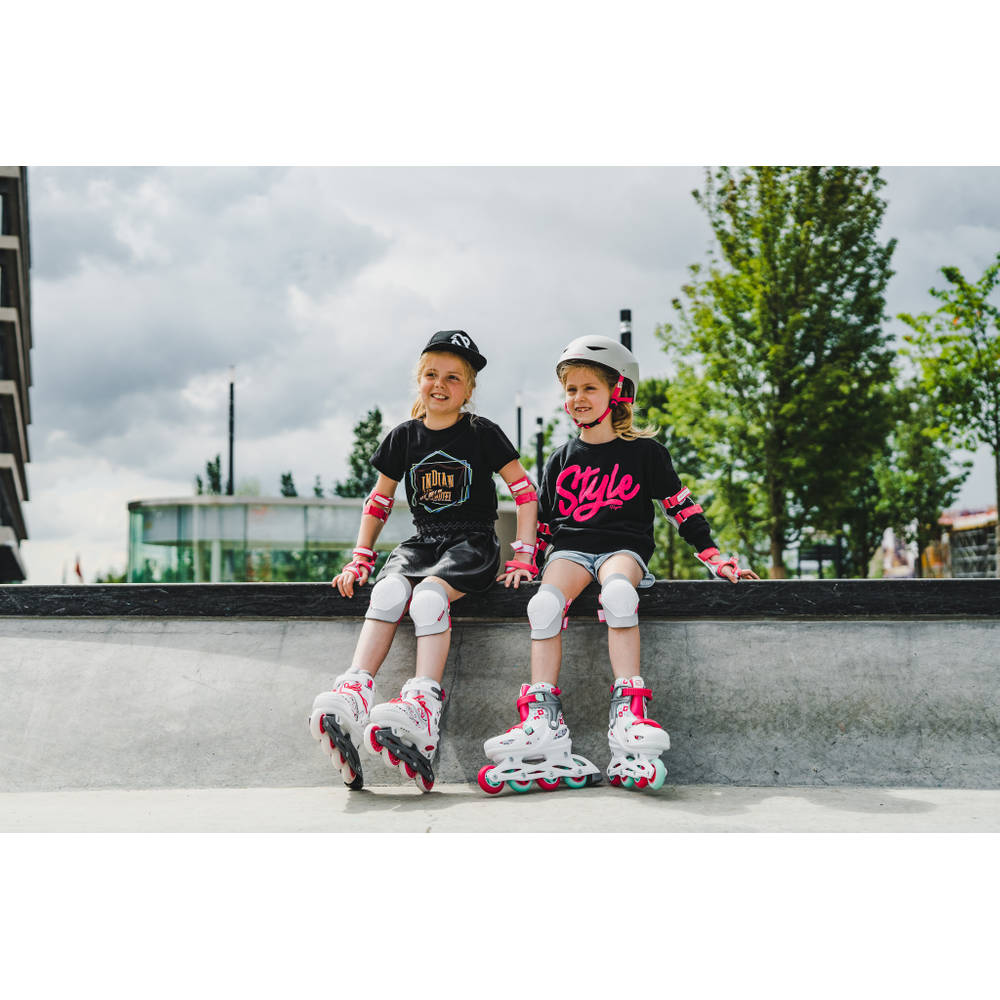Weekendtas rietje samenvoegen Nijdam Sk8 Star inline skates - maat 33/36 - wit/roze
