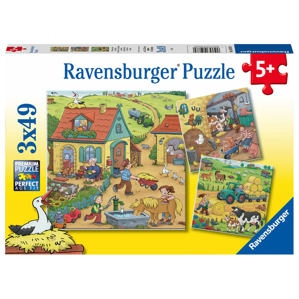 Ravensburger puzzelset boerderij - 3 x 49 stukjes
