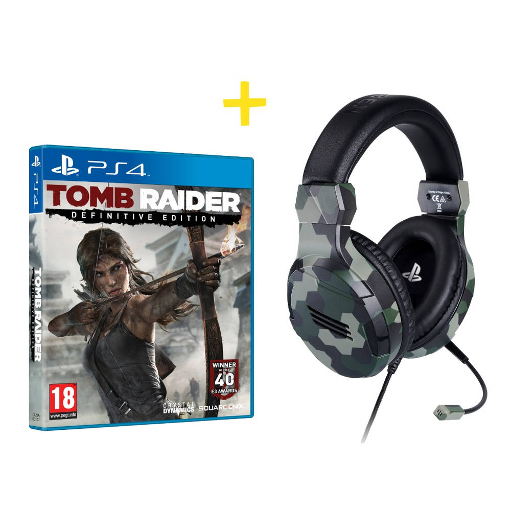 PS4 stereo gaming headset V3 camo + Tomb Raider Definitive Edition