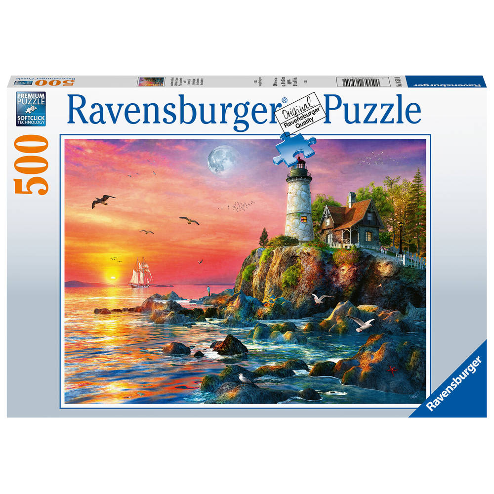 Ravensburger puzzel Vuurtoren in de avond - 500 stukjes