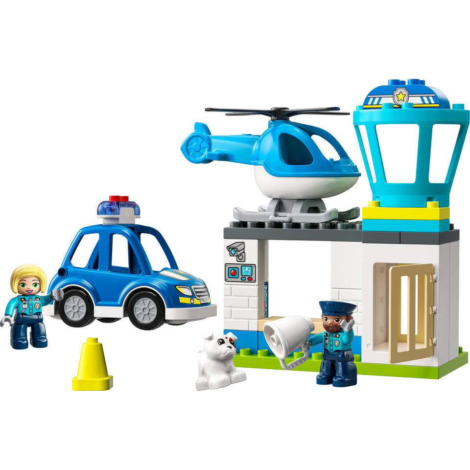 Beweegt niet Denk vooruit Leesbaarheid LEGO DUPLO politiebureau en helikopter 10959
