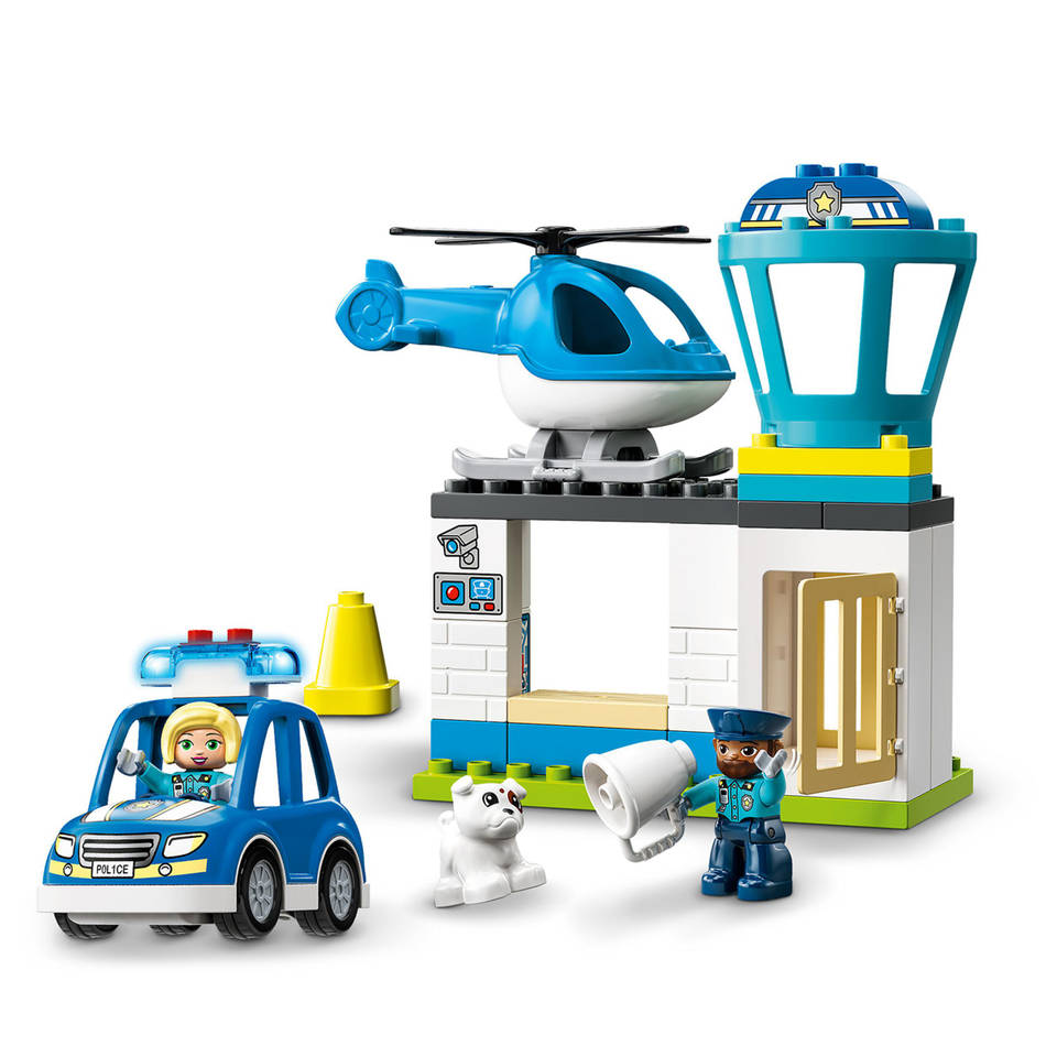 Beweegt niet Denk vooruit Leesbaarheid LEGO DUPLO politiebureau en helikopter 10959
