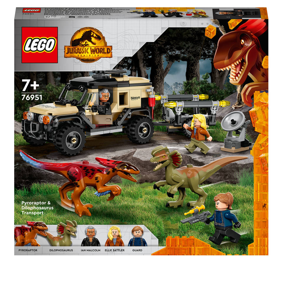 uitglijden analogie B.C. LEGO Jurassic World Pyroraptor & Dilophosaurus transport 76951