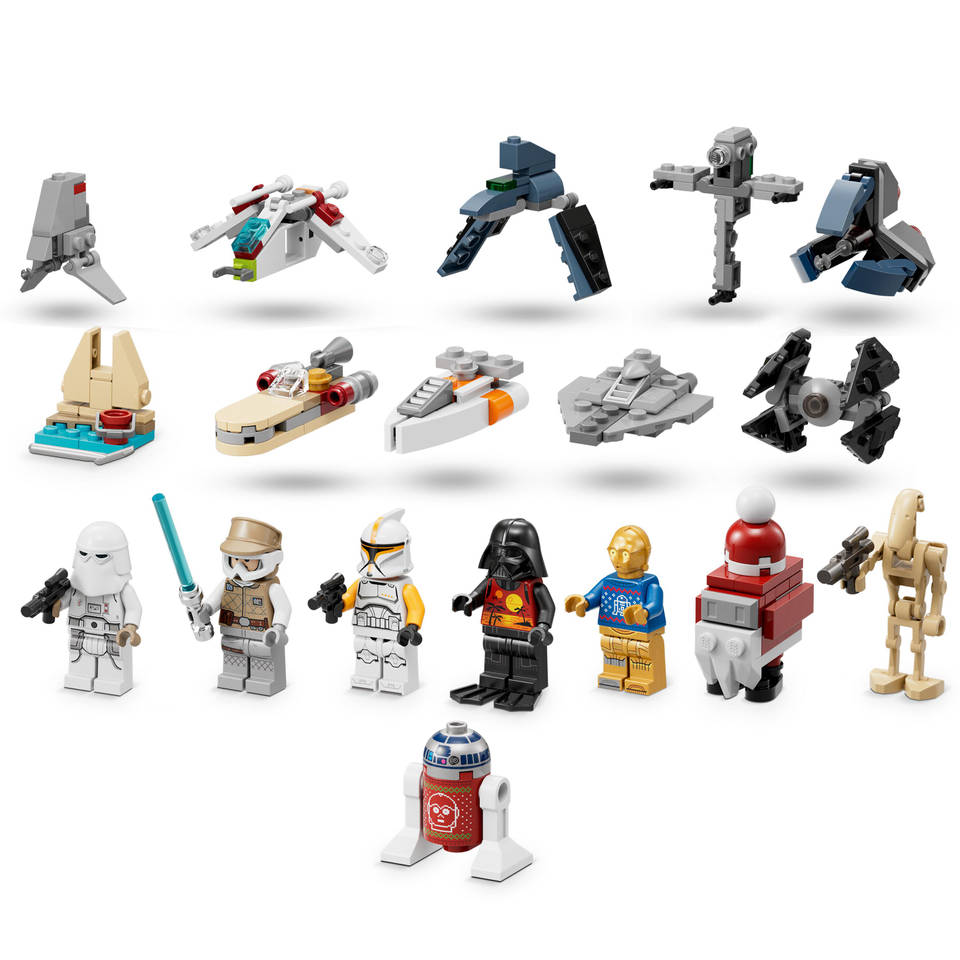Heer bon bolvormig LEGO Star Wars adventskalender 2022 met kerstcadeautjes 75340
