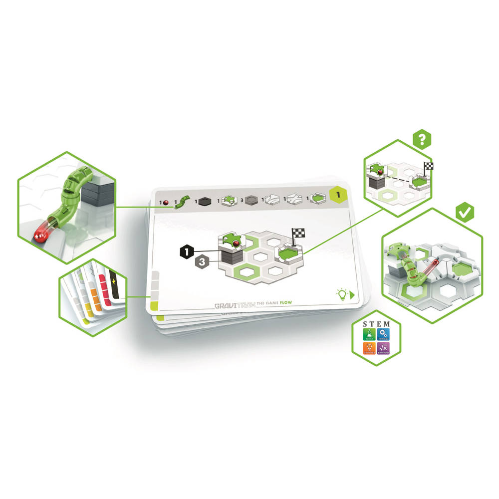 Juego Educativo STEM GraviTrax The Game Flow De Ravensburger - 30 Retos, 38 Piezas, Construcción De Pistas De Canicas, Edad 8+