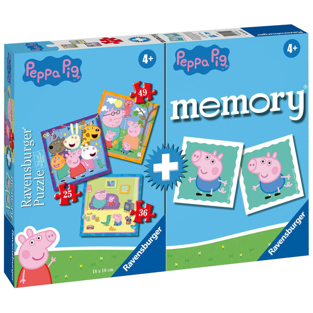 Ravensburger Peppa Pig 3-in-1 puzzel met memory - 25 + 36 + 49 stukjes