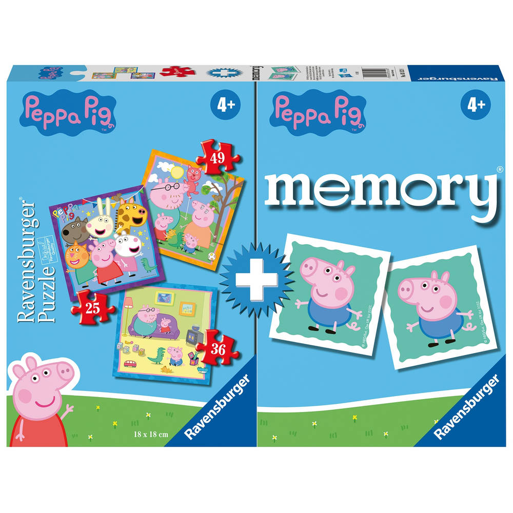 Ravensburger Peppa Pig 3-in-1 puzzel met memory - 25/36/49 stukjes