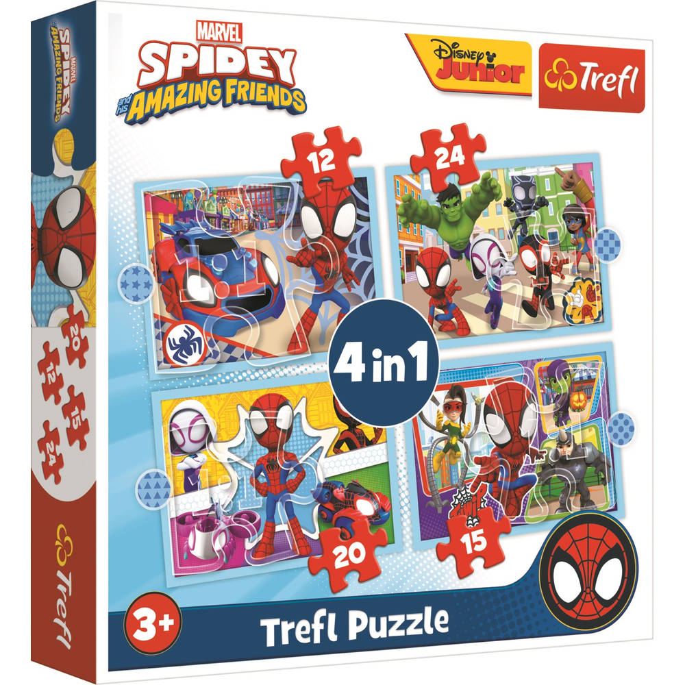 Trefl 4-in-1 puzzel Spidey's team - 12 + 15 + 20 + 24 stukjes
