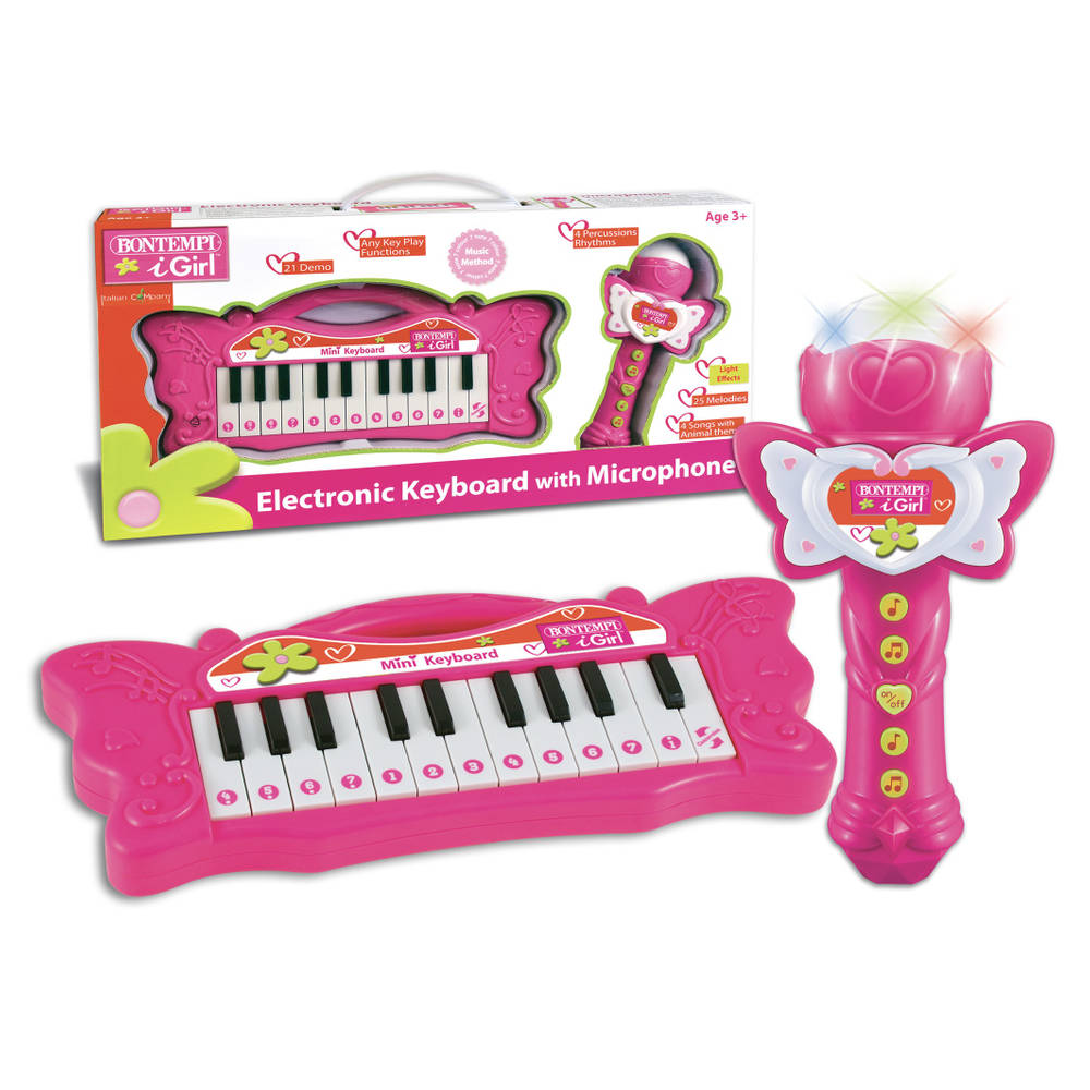 Bontempi Igirl mini keyboard met microfoon - roze