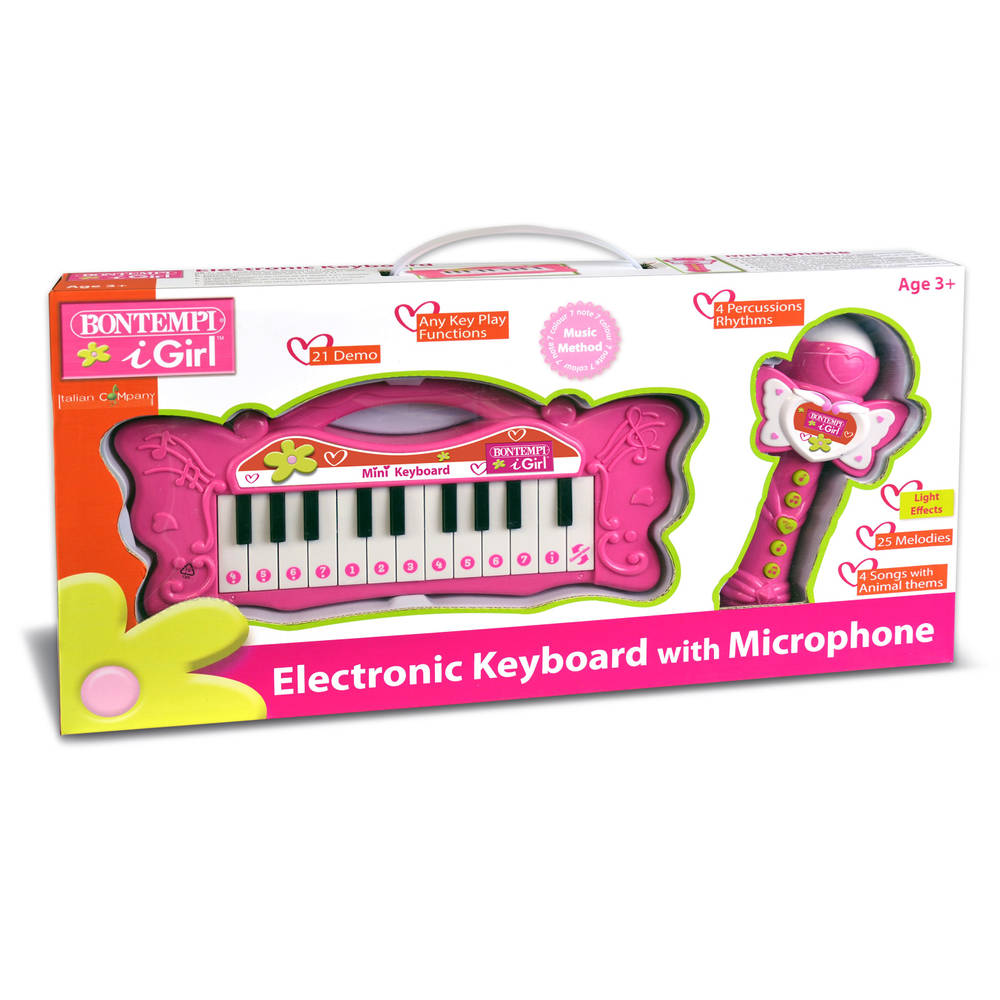 radioactiviteit aanplakbiljet woordenboek Bontempi Igirl mini keyboard met microfoon - roze