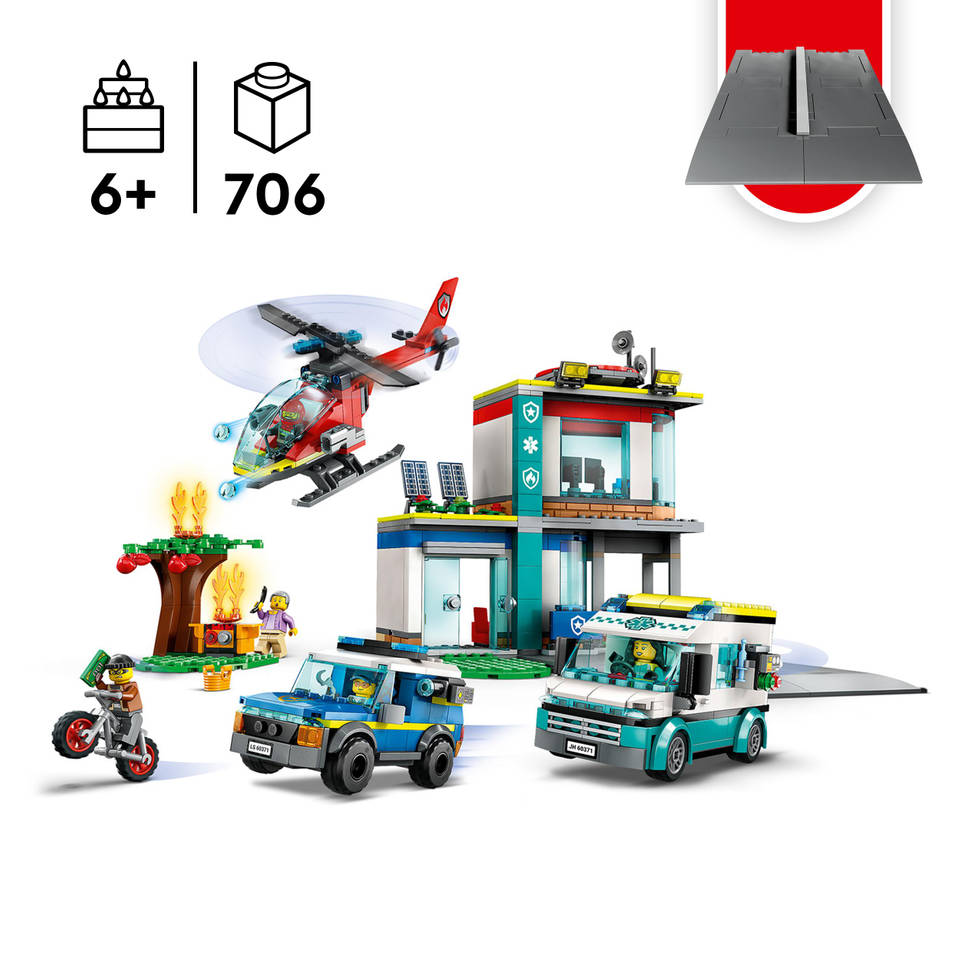 Orkaan blauwe vinvis middag LEGO CITY hoofdkwartier van hulpdienstvoertuigen 60371