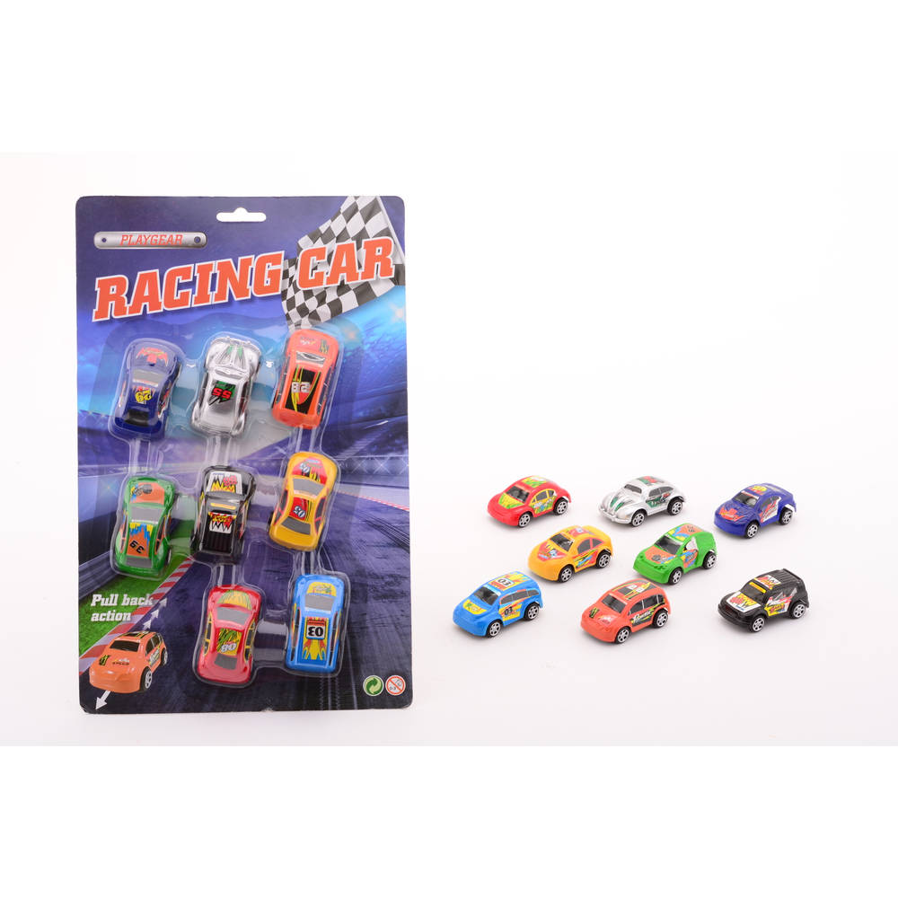 Action Racing pull back auto's op kaart 8 stuks