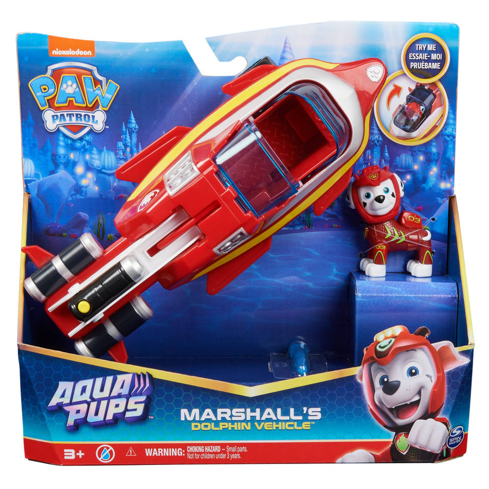 foto van paw-patrol-aqua-pups-transformerend-dolfijnen-voertuig-met-marshall