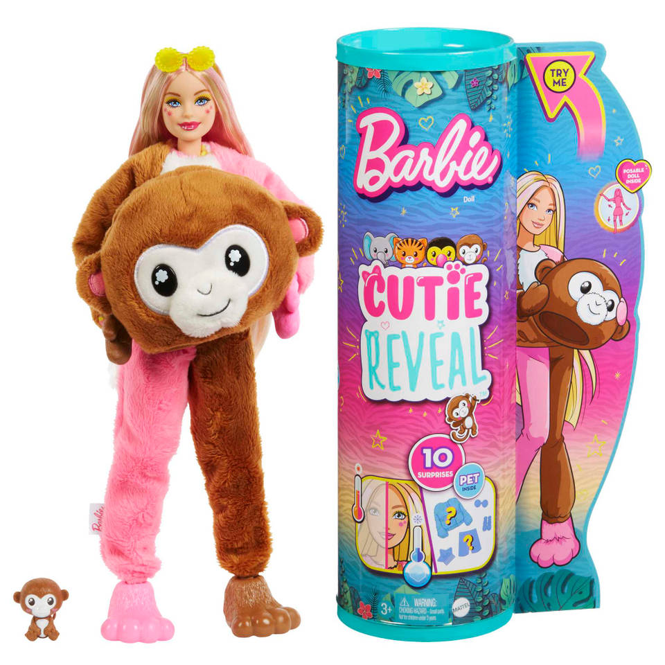 Stoel Geduld engel Barbie Cutie Reveal Jungle aap pop