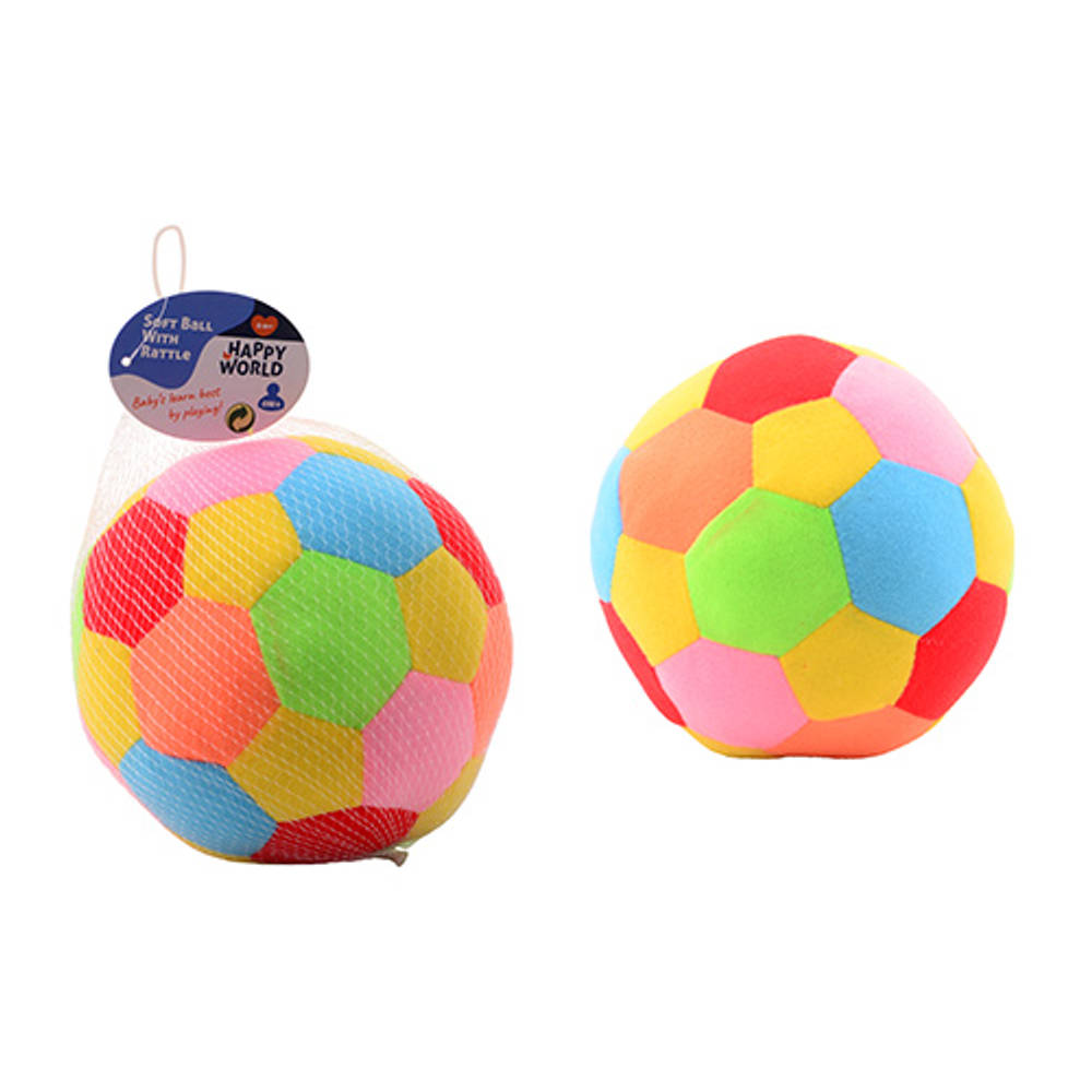 Happy World zachte bal met rammelaar - 18 cm