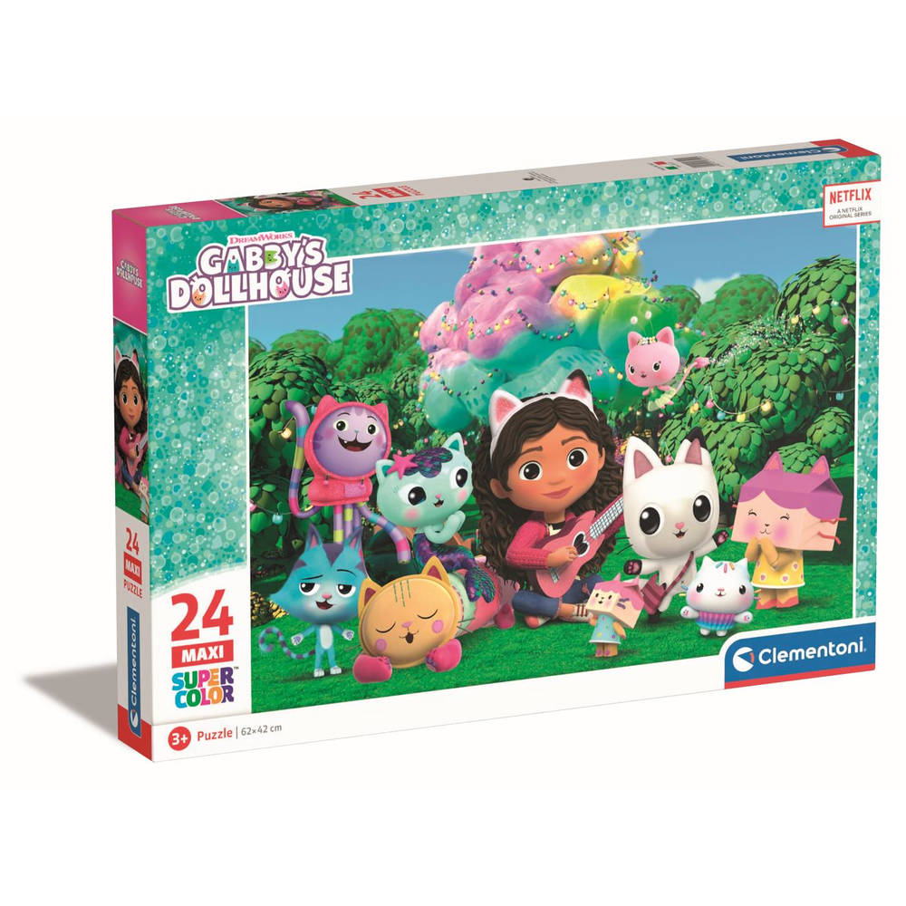 Clementoni Gabby’s Poppenhuis Super Color puzzel park maxi - 24 stukjes