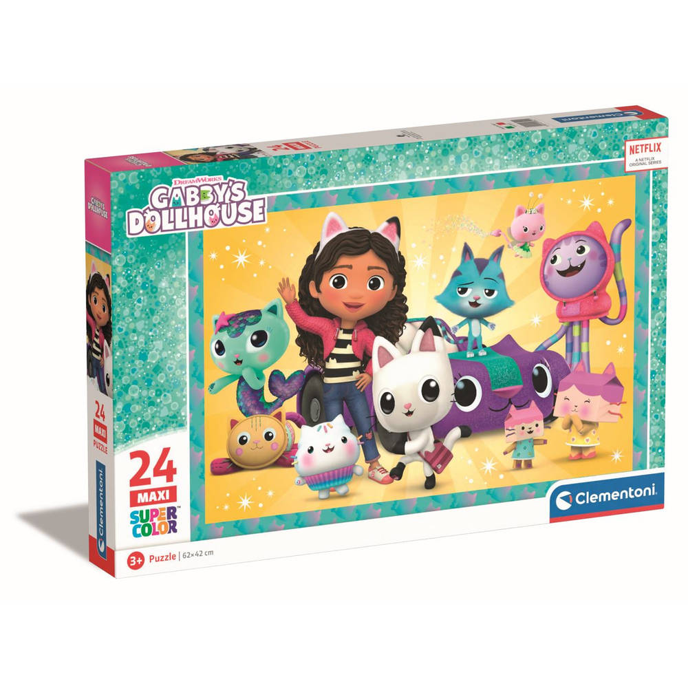 Clementoni Gabby’s Poppenhuis Super Color puzzel feest maxi - 24 stukjes Main Image