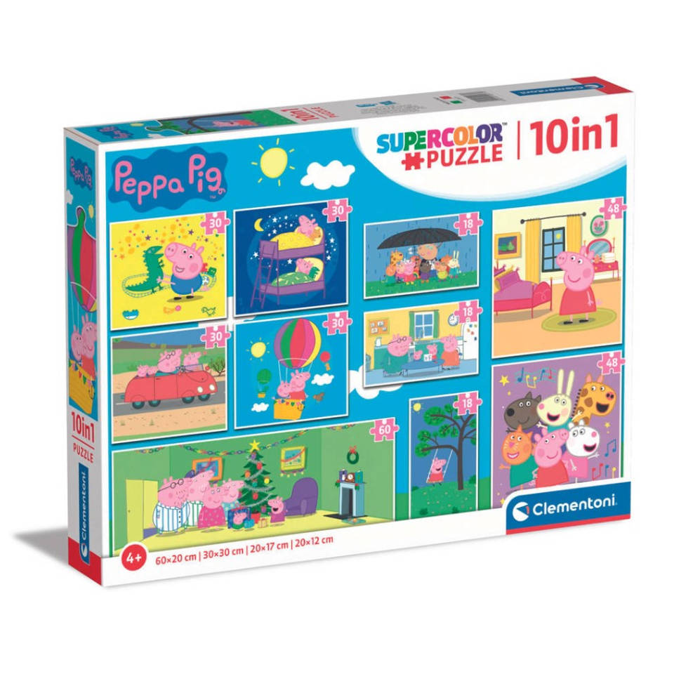 Clementoni Peppa Pig 10-in-1 puzzelset - 18 + 30 + 48 + 60 stukjes Main Image