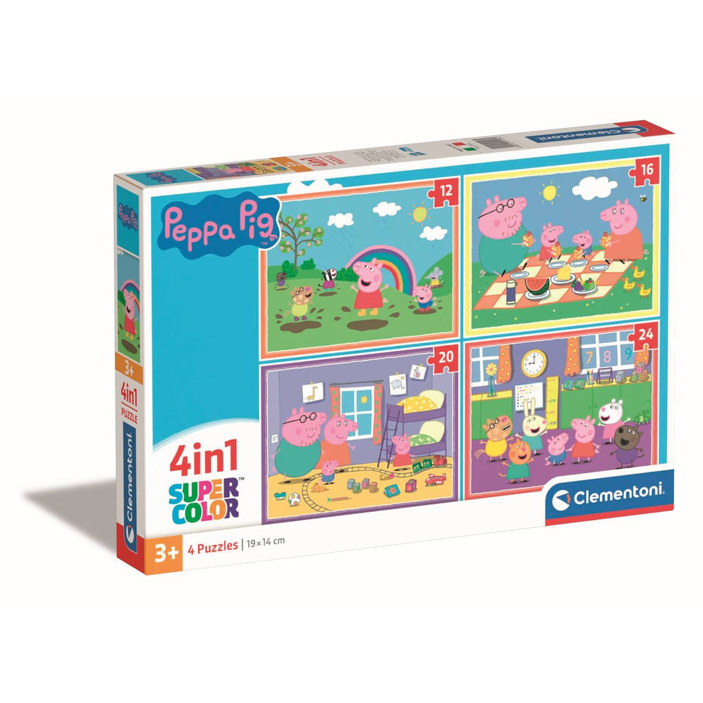 Clementoni Peppa Pig 4-in-1 puzzelset - 12 + 16 + 20 + 24 stukjes