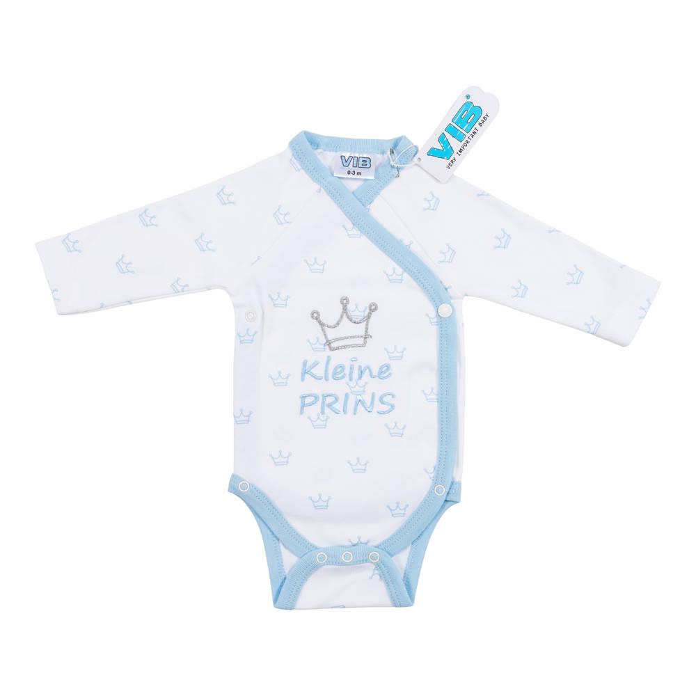 VIB kleine prins rompertje kroontje - wit/blauw