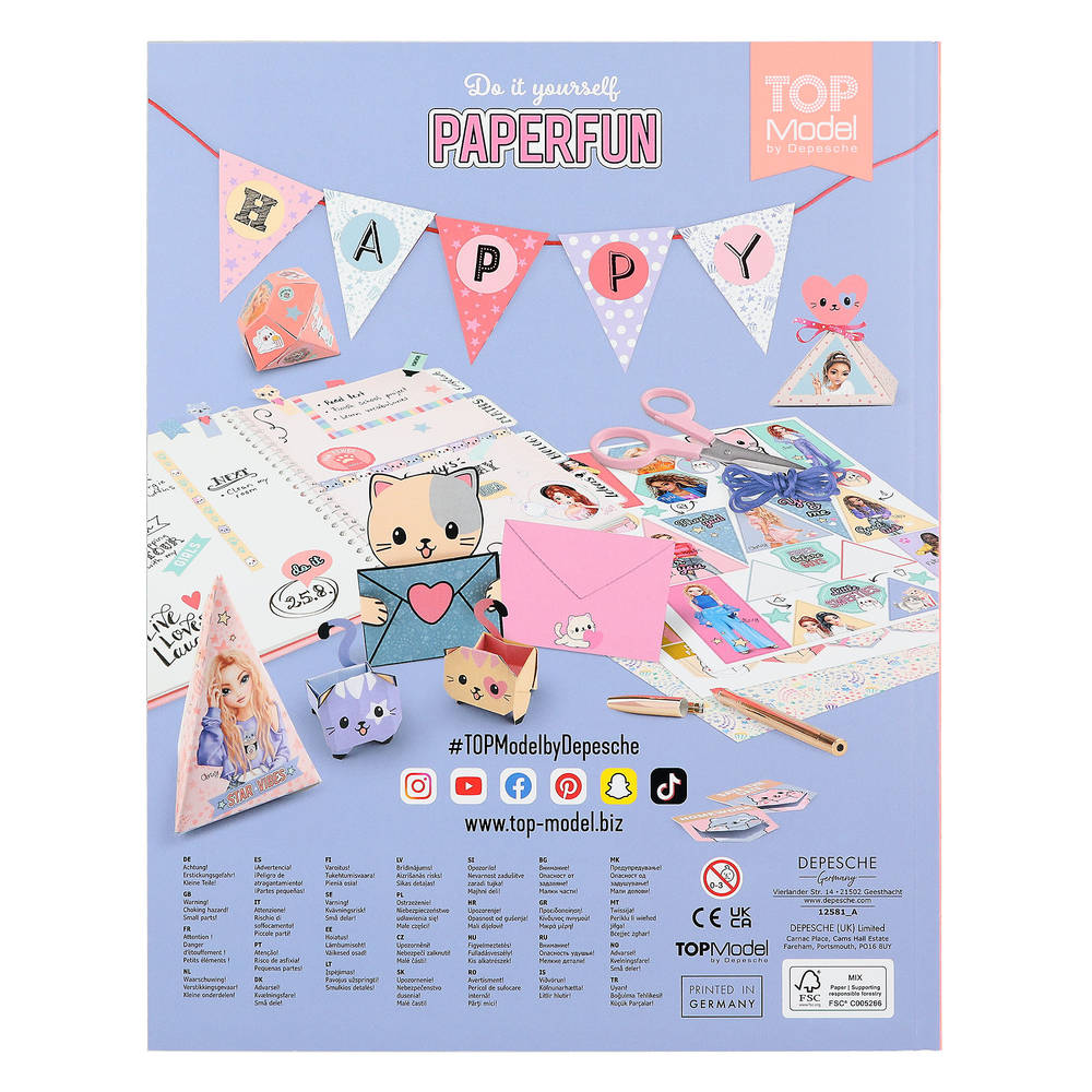 Depesche 11907 TOPModel Flower Berry - DIY Paper Fun knutselset voor het maken van brieven, ansichtkaarten en cadeaudecoratie, met 32 pagina's inhoud, 8 stickervellen en 9